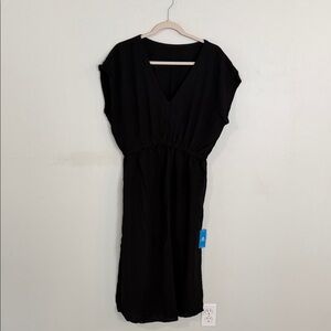 Classic V-Neck Black Women's Beach Coverup